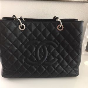 Authentic Chanel classic leather shopping bag